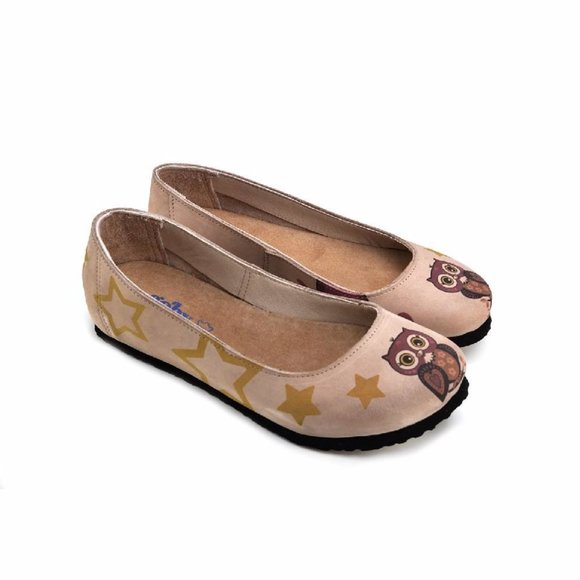 Goby Shoes - Goby Shoes - Genuine Leather Owl Ballerinas